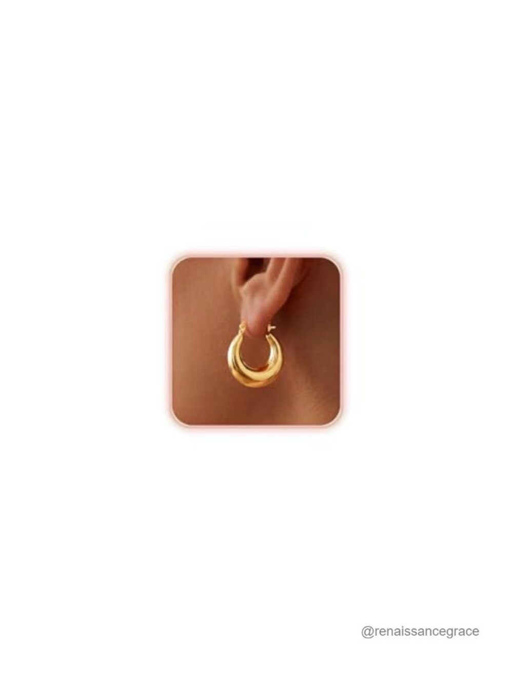 Chunky Hoop Earrings 14K Gold Plated 25mm Lightweight Hypoallergenic